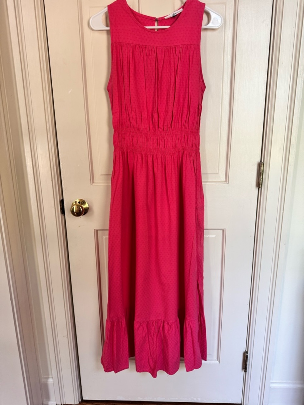 Michelle McDowell Pink Maxi Dress Pockets Elastic Waist M Sleeveless